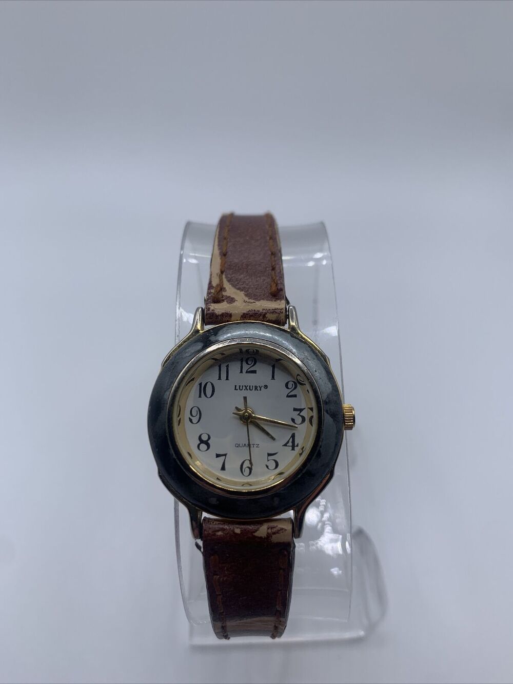 Luxury Womens White Dial Brown Leather Band Giraffe Print Watch A41